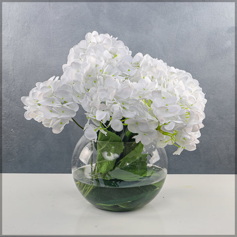 White Real Touch Hydrangea Flower