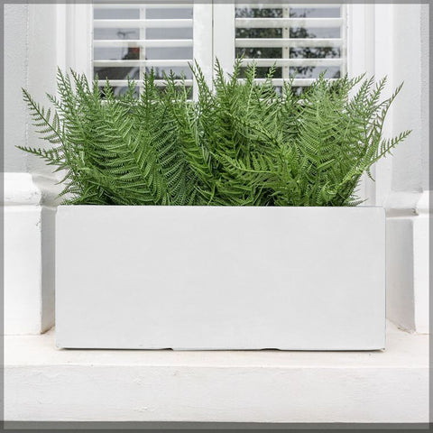 White concrete garden planters