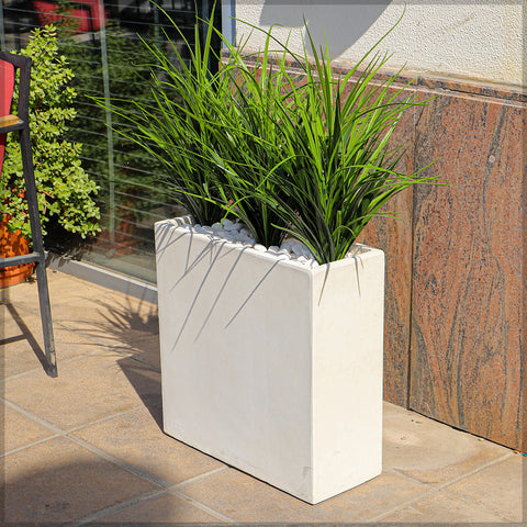 Elegant white rectangular concrete planter