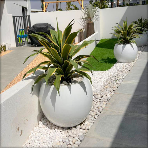 Modern white shiny round planter UAE