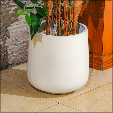 White concrete garden planters