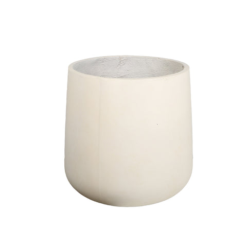 White round concrete pot with drainage