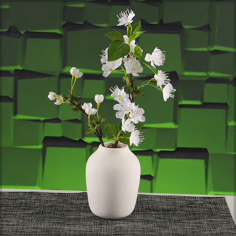 Textured white ceramic vase for modern home accents