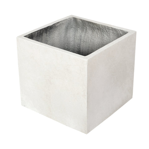 White concrete square pot