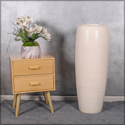 Minimalist Tall Ceramic Floor Vase in White