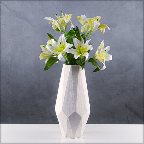 Contemporary ceramic flower vase with a unique geometric design