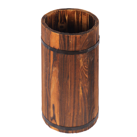 Decorative vase with wooden cylindrical design