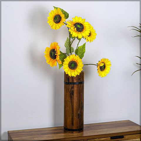 Decorative wooden cylindrical vase