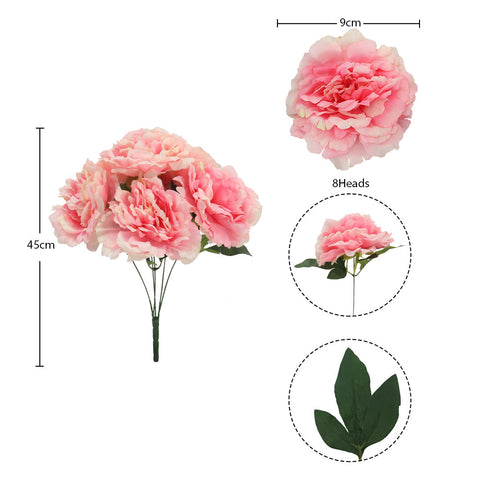 5 Head Artificial Silk Peony Flowers