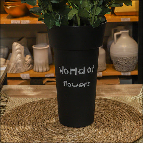 Large black plastic plant pots