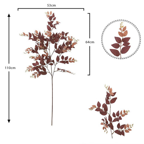 Decorative artificial silk leaf branch for crafting projects