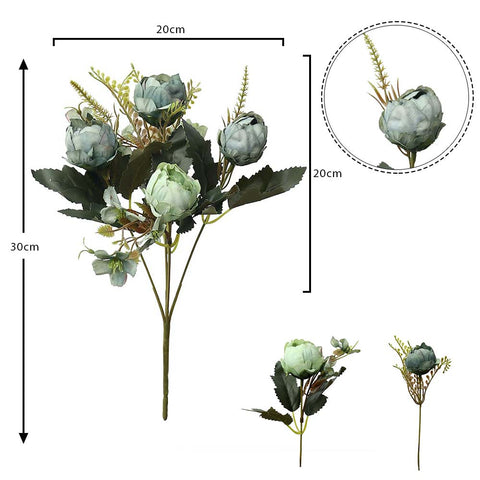 Artificial Mix Mini Peony Flower Green