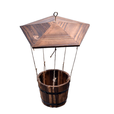 Hanging wooden planter pots for plants